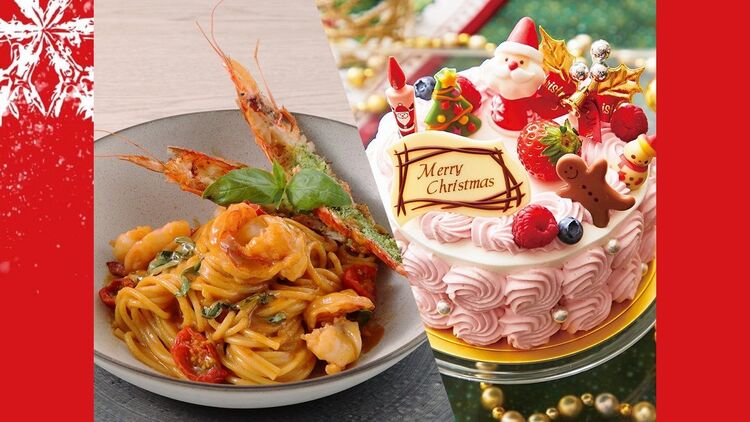 MerryChristmas！ エビのクリームパスタ＋クリスマスホールケーキ